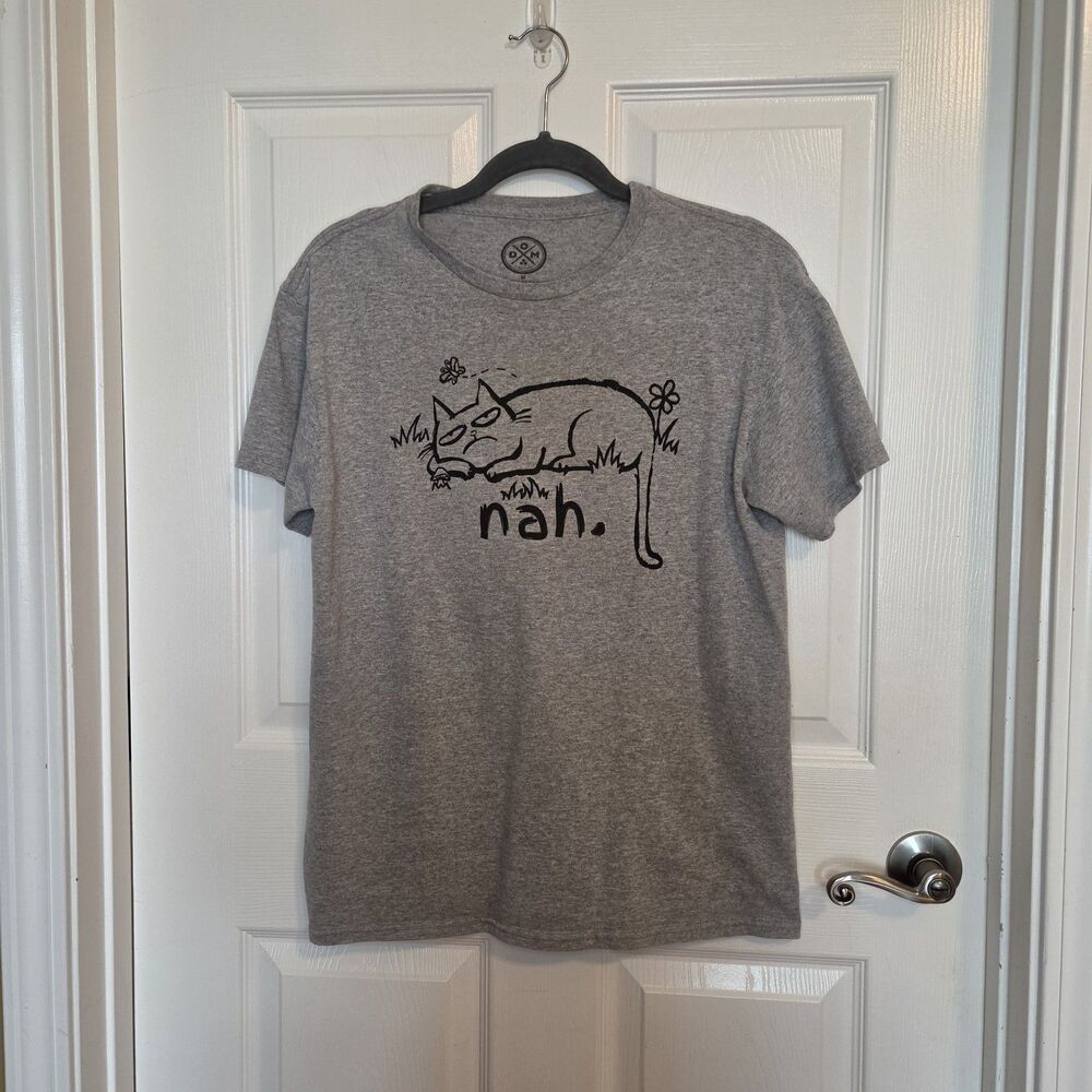 Gray Grumpy Cat "Nah" Funny Tee Shirt Women's Size MEDIUM